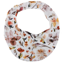 Load image into Gallery viewer, Autumn Floral Neutral Bib - teething weaning feeding baby bib drool catcher bib saliva newborn bib - close up Front view of bib - Little Scandi baby