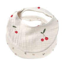 Load image into Gallery viewer, Cherries & Blueberries Waterproof Bib multipack Set - weaning drool catcher - feeding baby dribble bib - front view of bibs cherries on top and blueberries - Little Scandi baby