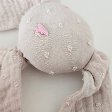 Load image into Gallery viewer, Comforter Security Blanket Chloe design - sleeping companion - cuddle to bed toy - close up on the head of the comforter blanket - Little Scandi baby