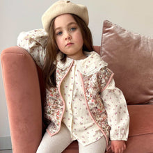 Load image into Gallery viewer, Kids Stylish - Pink Rosablomst Vest design - Gilet Outerwear Clothing Sleeveless Vest Warm Vest Scandi Stylish - Model wearing front vest - Little Scandi baby