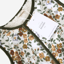 Load image into Gallery viewer, Kids Stylish Vest - Child Gilet - Baby Vest - baby gilet - outerwear - Front neckline close up - Viola cornuta design - Little Scandi baby