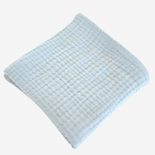 Load image into Gallery viewer, Mohair Soft Blue Blanket - feeding weaning teething and burp muslin double gauze blanket - folded up view of the blanket - Little Scandi baby