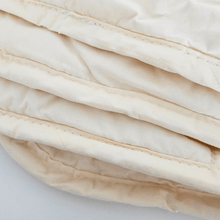 Load image into Gallery viewer, Pure Wool Duvet - british made Toddler Duvet -sleeping duvet - nap pram and stroller duvet - close up on the seams view of duvet - Little Scandi baby