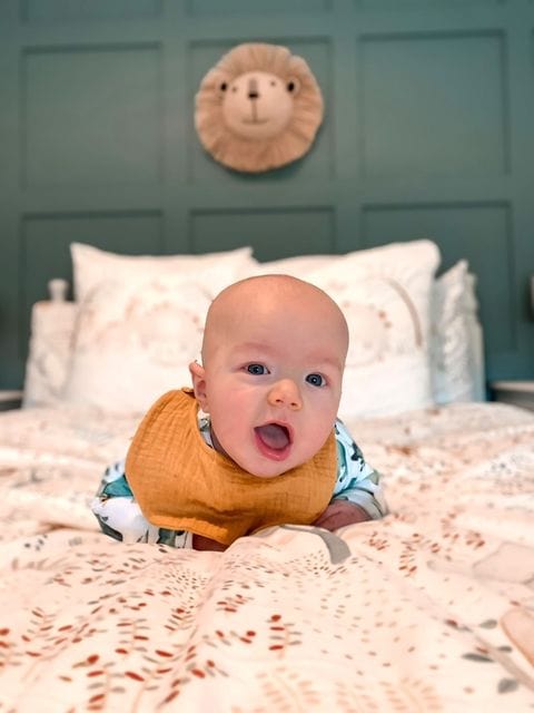 I'm Ready To Catch The Little Dribbles , Baby dribble bib made in Organic Muslin