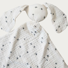 Load image into Gallery viewer, Cream bunny comforter blanket with black dandelion pattern design with a round head and squared body and two long ears

