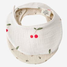 Load image into Gallery viewer, Cherries &amp; Blueberries Waterproof Bib multipack Set - weaning drool catcher - feeding baby dribble bib - front view of bibs - Little Scandi baby
