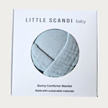Load image into Gallery viewer, Packaging of a Bunny Comforter Blanket by Little Scandi baby on a light beige background
