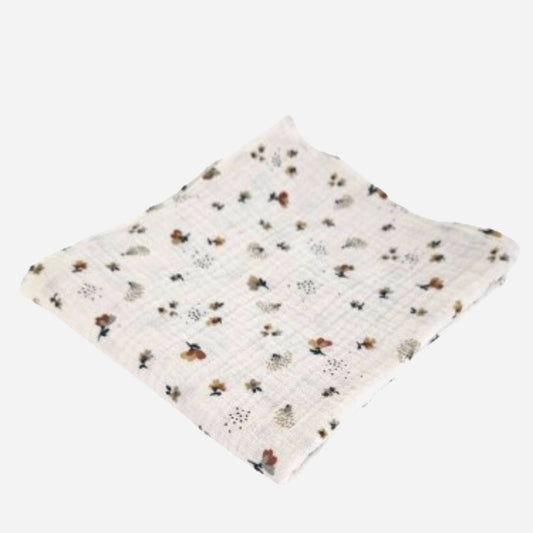 Hedgehog Garden Blanket - feeding weaning teething and burp muslin double gauze blanket - folded up view of the blanket - Little Scandi baby