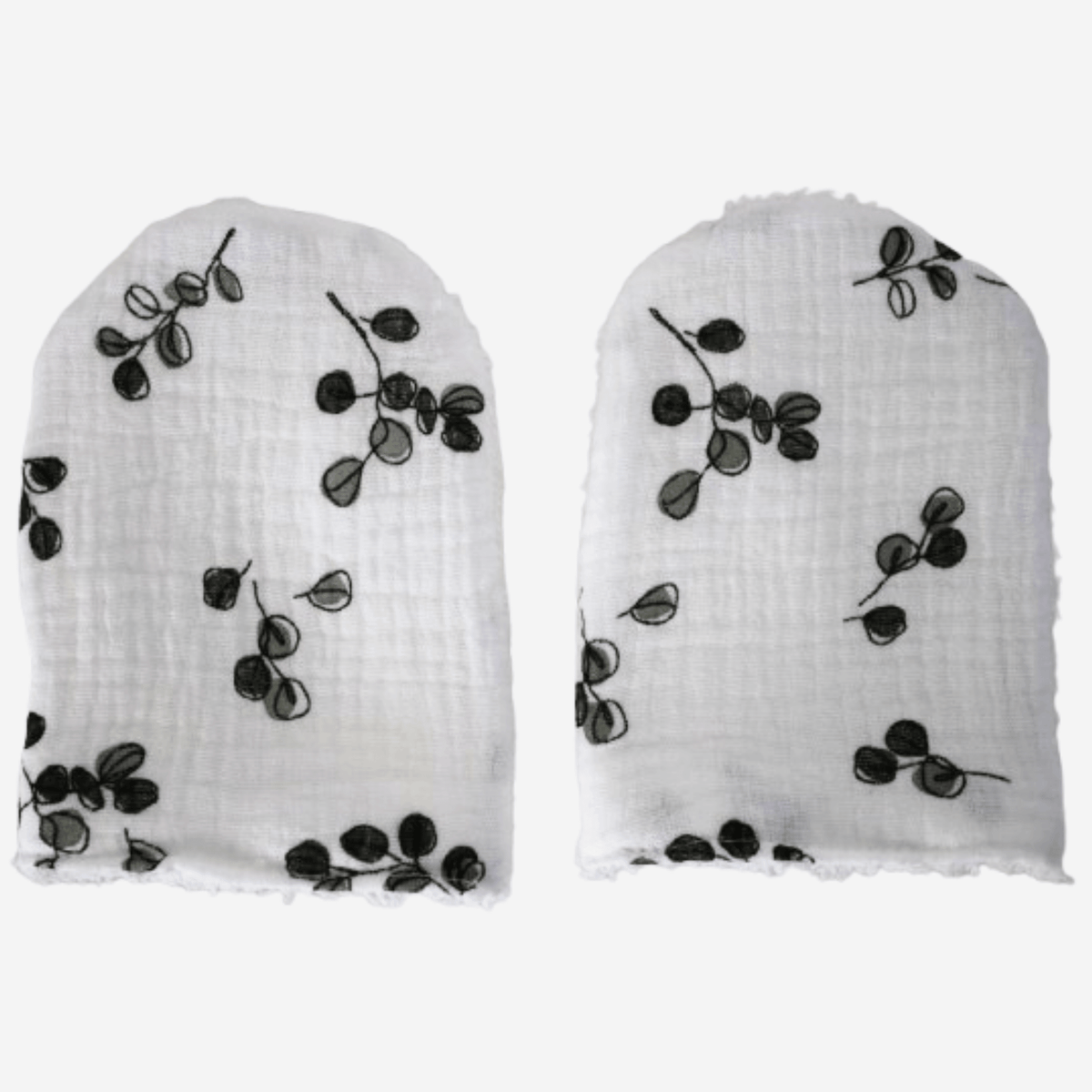 Oeko Tex Baby Leafy Bath Mitts - Baby Mittens Baby Bathing Mitts - Cotton Cleaning Mitts Little Scandi baby
